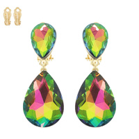 TEARDROP-CUT CRYSTAL CLIP-ON EARRINGS